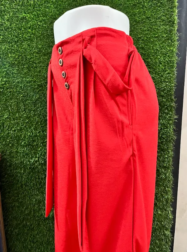 Red_Breathable_Cotton_Palazzo_With_Belt_For_Girls