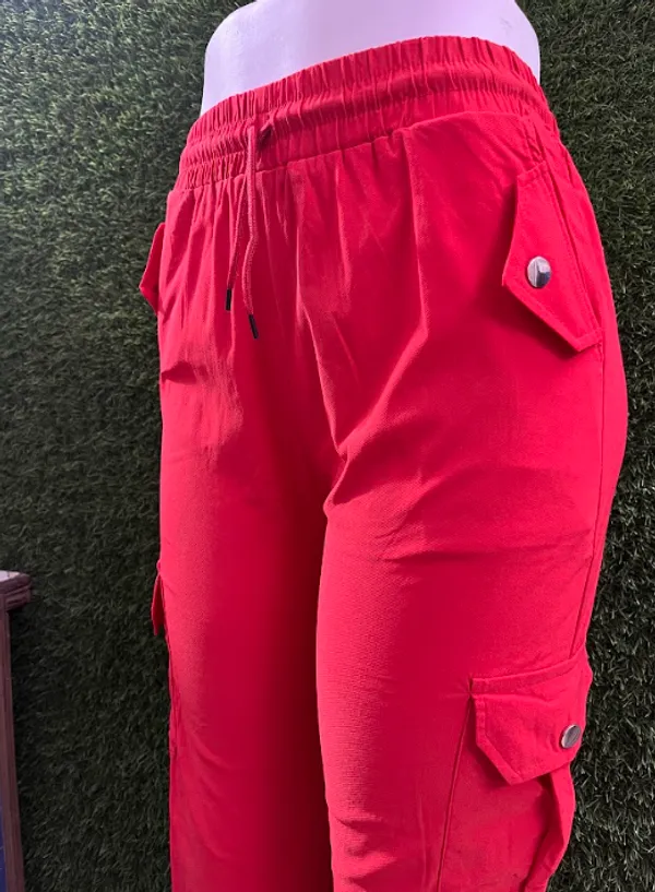 Red_Breathable_Cotton_Jogger_Pants_For_Girls