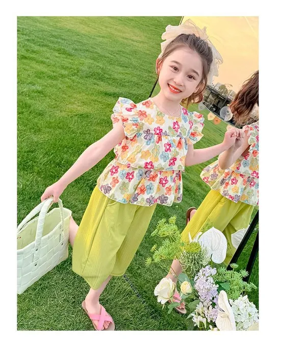 Green_Trendy_&_Comfortable_Ruffle_Top_Pant_Set_For_Girls