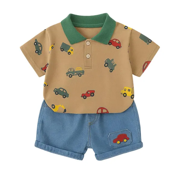 Brown_Trendy_&_Comfortable_Car_Denim_Short_Set_For_Boys