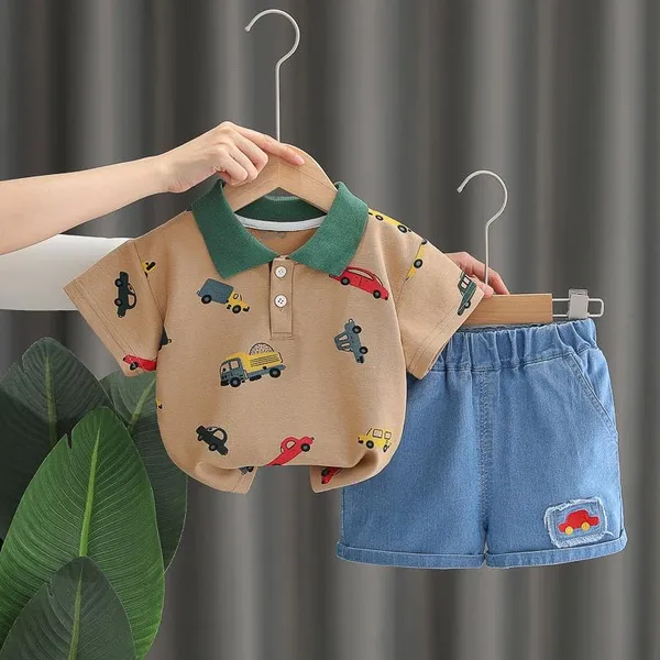 Brown_Trendy_&_Comfortable_Car_Denim_Short_Set_For_Boys
