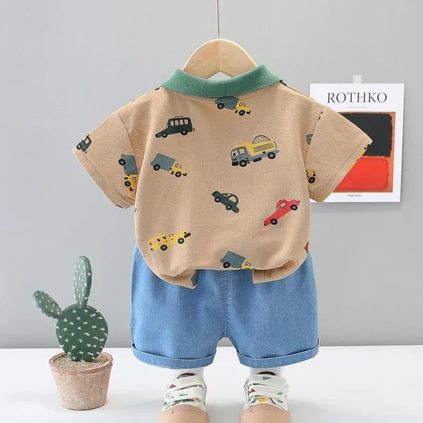 Brown_Trendy_&_Comfortable_Car_Denim_Short_Set_For_Boys
