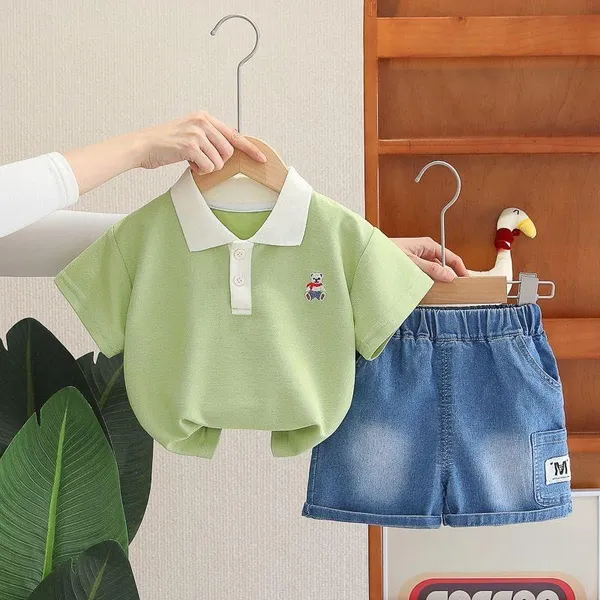 Green_Trendy_&_Comfortable_Polo_T-Shirt_Shorts_Set_For_Boys