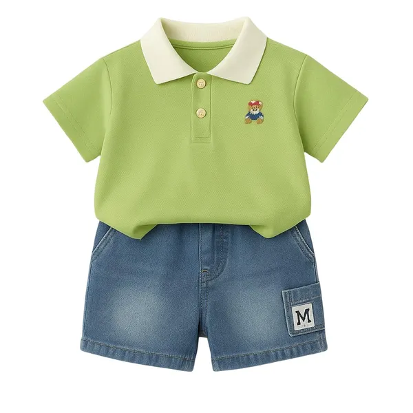 Green_Trendy_&_Comfortable_Polo_T-Shirt_Shorts_Set_For_Boys