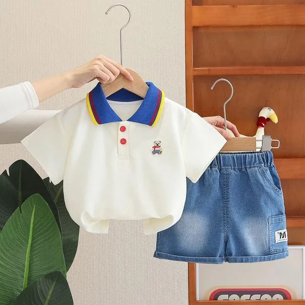 White_Trendy_&_Comfortable_Polo_T-Shirt_Shorts_Set_For_Boys