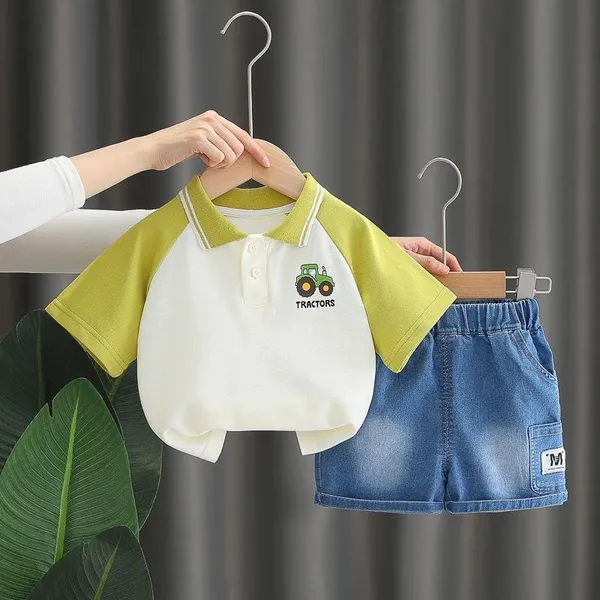 Green_Trendy_&_Comfortable_Polo_T-Shirt_Shorts_Set_For_Boys