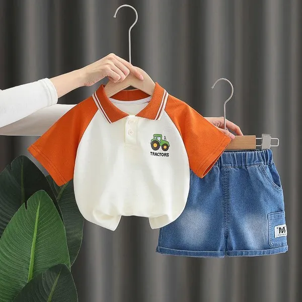 Orange_Trendy_&_Comfortable_Polo_T-Shirt_Shorts_Set_For_Boys