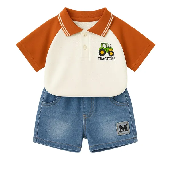 Orange_Trendy_&_Comfortable_Polo_T-Shirt_Shorts_Set_For_Boys