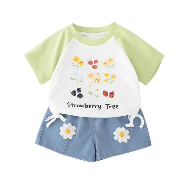 Green_Trendy_&_Comfortable_Strawberry_Shorts_Set_For_Girls