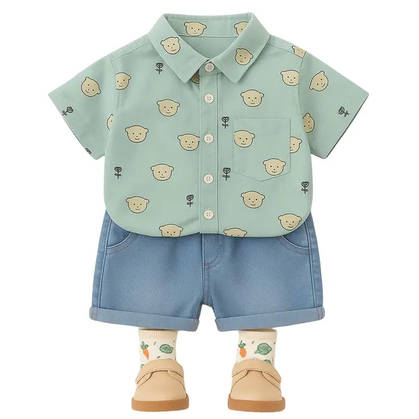 Green_Trendy_&_Comfortable_Shirt_Shorts_Set_For_Boys