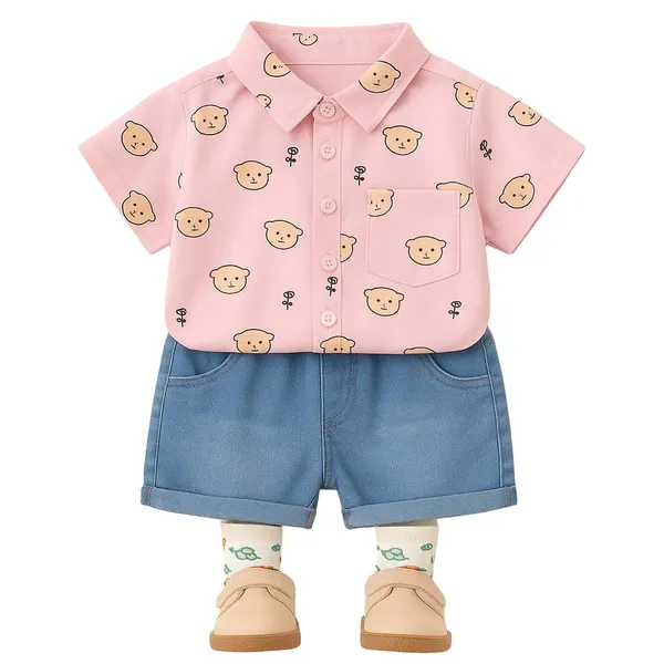 Pink_Trendy_&_Comfortable_Shirt_Shorts_Set_For_Boys