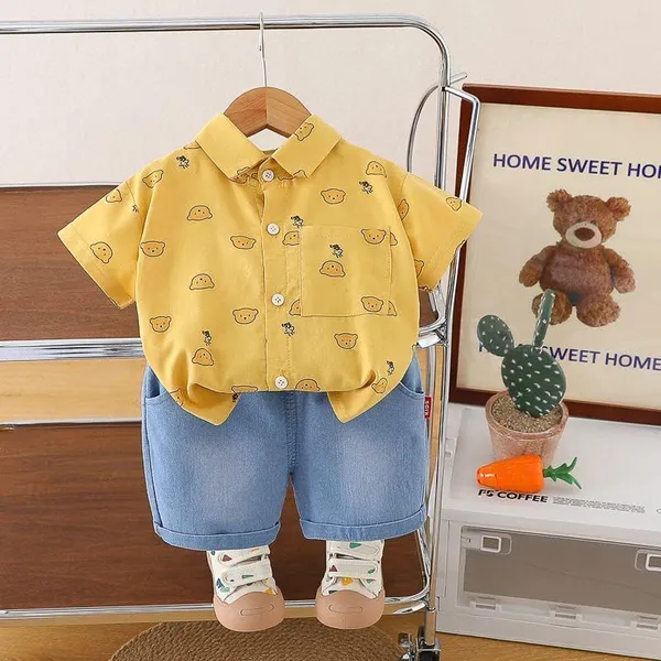Yellow_Trendy_&_Comfortable_Shirt_Shorts_Set_For_Boys