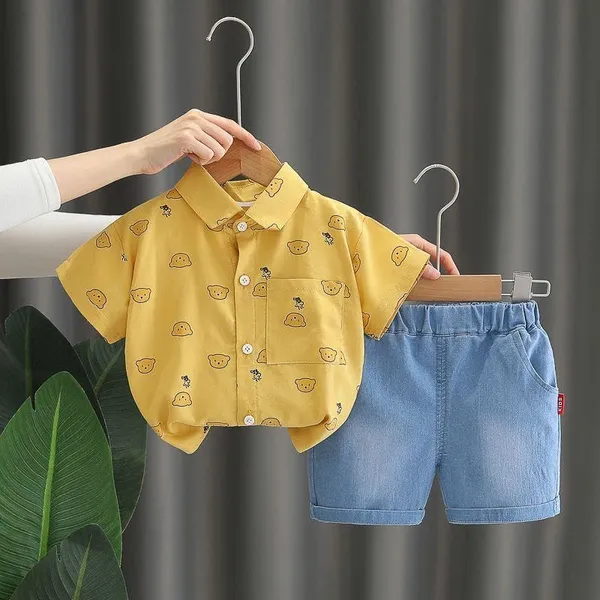 Yellow_Trendy_&_Comfortable_Shirt_Shorts_Set_For_Boys