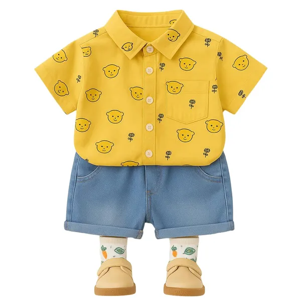 Yellow_Trendy_&_Comfortable_Shirt_Shorts_Set_For_Boys