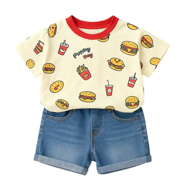 Cream_Trendy_&_Comfortable_Hamburger_Short_Set_For_Boys