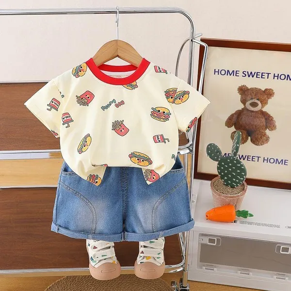 Cream_Trendy_&_Comfortable_Hamburger_Short_Set_For_Boys