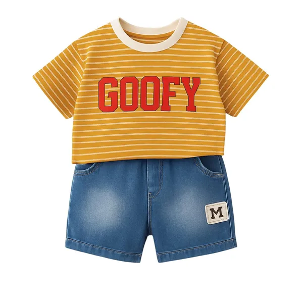 Yellow_Trendy_&_Comfortable_Striped_T-Shirt_Shorts_Set_For_Boys