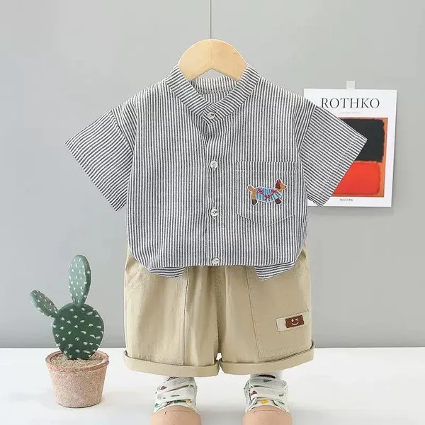 Grey_Trendy_&_Comfortable_Striped_Shirt_Shorts_Set_For_Boys