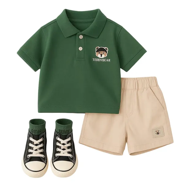 Green_Trendy_&_Comfortable_Teddy_Bear_T-Shirt_Set_For_Boys