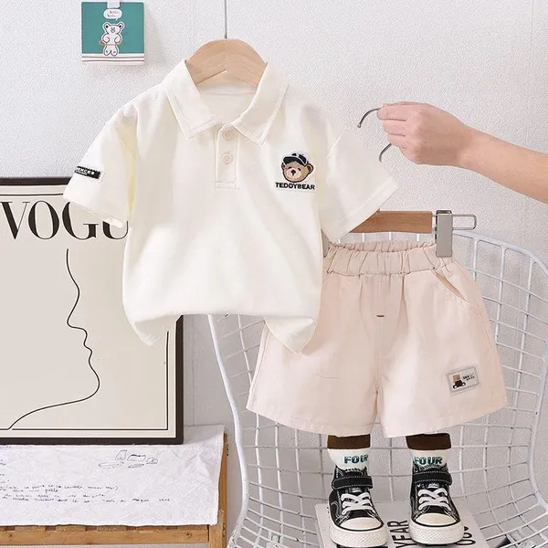 White_Trendy_&_Comfortable_Teddy_Bear_T-Shirt_Set_For_Boys