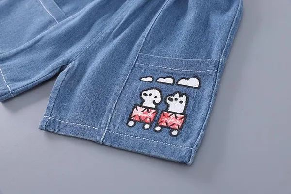 White_Trendy_&_Comfortable_Dog_Denim_Short_Set_For_Boys