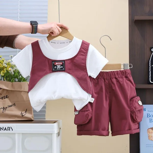 Red_Trendy_&_Comfortable_Matching_Shorts_Set_For_Kids_For_Boys