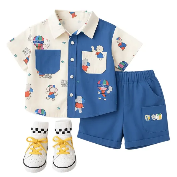 Blue_Trendy_&_Comfortable_Shirt_Matching_Shorts_Set_For_Boys