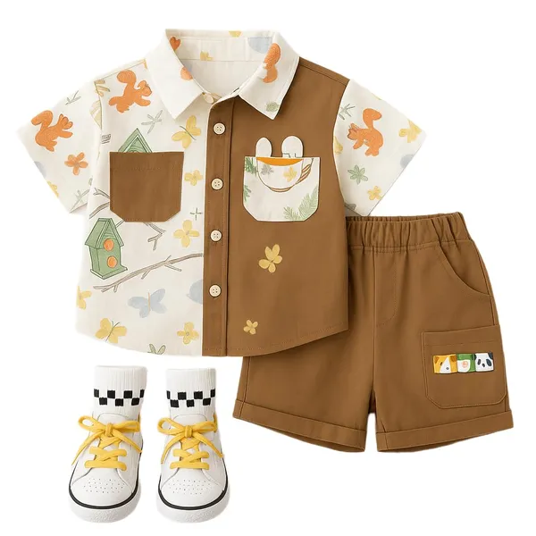 Brown_Trendy_&_Comfortable_Shirt_Matching_Shorts_Set_For_Boys