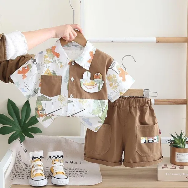 Brown_Trendy_&_Comfortable_Shirt_Matching_Shorts_Set_For_Boys