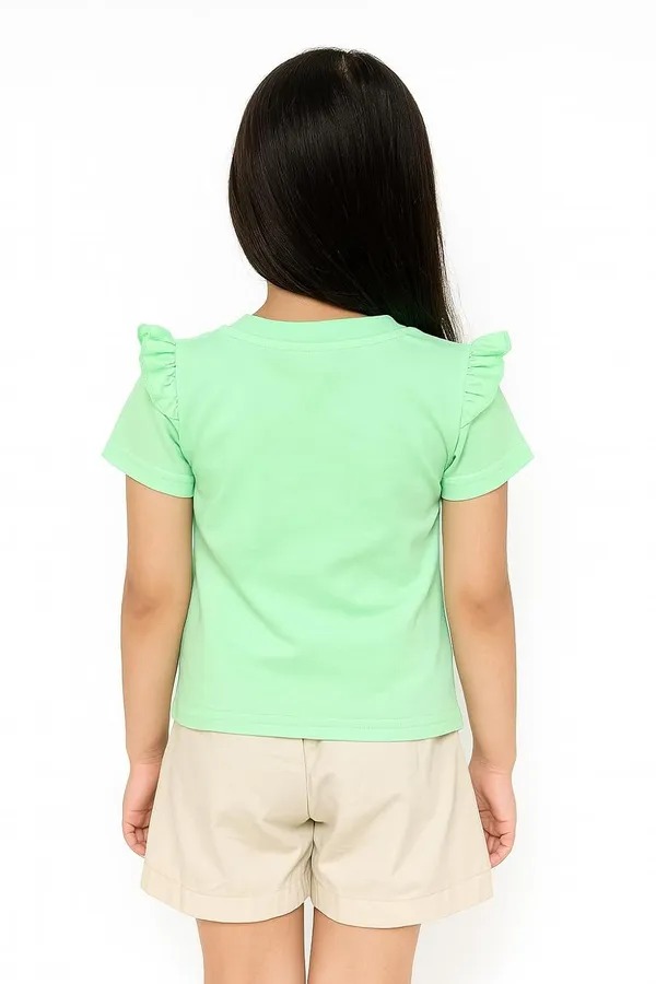 Green_Trendy_&_Comfortable_Bunny_Print_Top_&_Shorts_Set_For_Girls