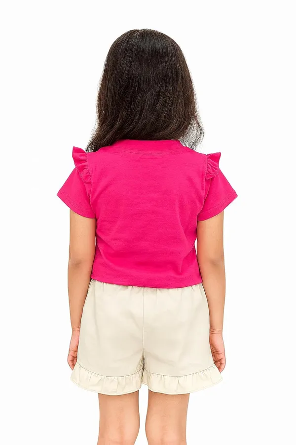Magenta_Trendy_&_Comfortable_Bunny_Print_Top_&_Shorts_Set_For_Girls