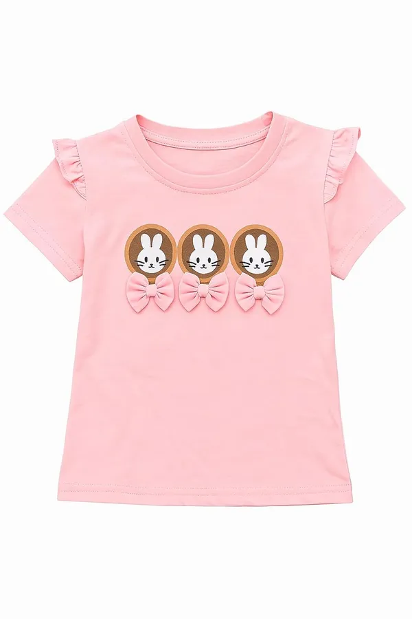 Pink_Trendy_&_Comfortable_Bunny_Print_Top_&_Shorts_Set_For_Girls