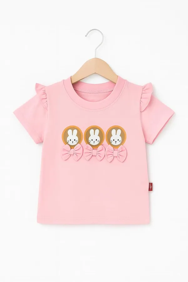 Pink_Trendy_&_Comfortable_Bunny_Print_Top_&_Shorts_Set_For_Girls