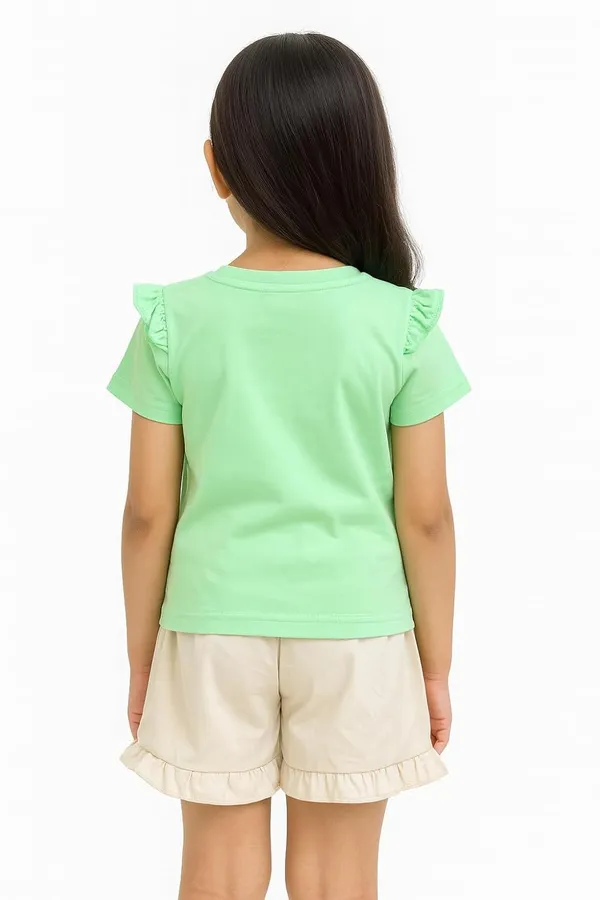 Green_Trendy_&_Comfortable_Bunny_&_Carrot_Top_With_Ruffle_Shorts_For_Girls