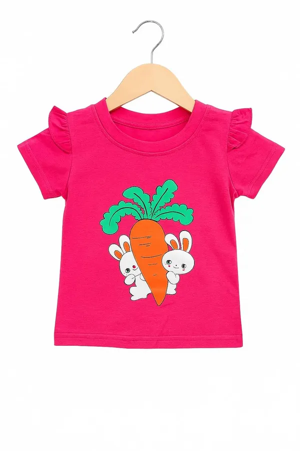 Magenta_Trendy_&_Comfortable_Bunny_&_Carrot_Top_With_Ruffle_Shorts_For_Girls
