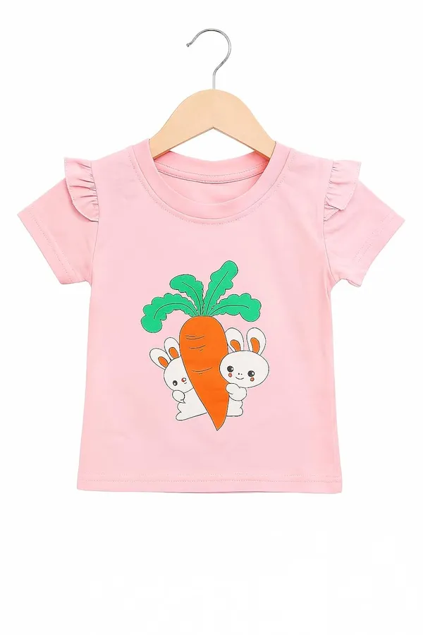 Pink_Trendy_&_Comfortable_Bunny_&_Carrot_Top_With_Ruffle_Shorts_For_Girls