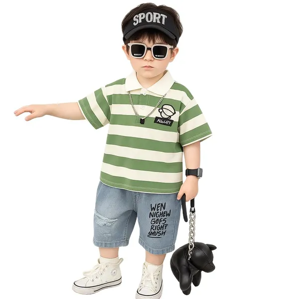 Green_Trendy_&_Comfortable_Monochrome_Shorts_Set_For_Boys