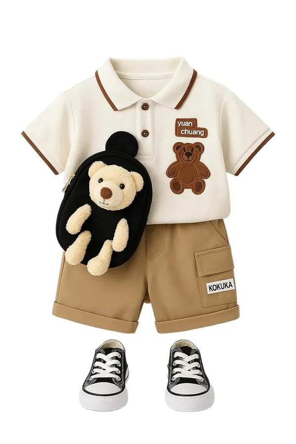 Brown_Trendy_&_Comfortable_Polo_T-Shirt_Shorts_Set_For_Boys
