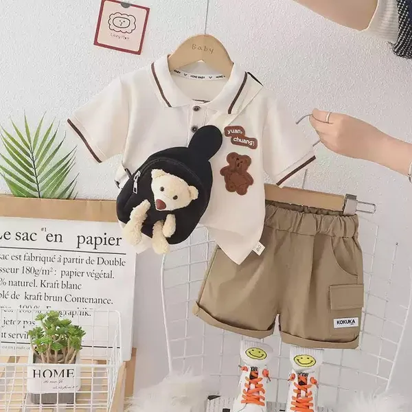 Brown_Trendy_&_Comfortable_Polo_T-Shirt_Shorts_Set_For_Boys