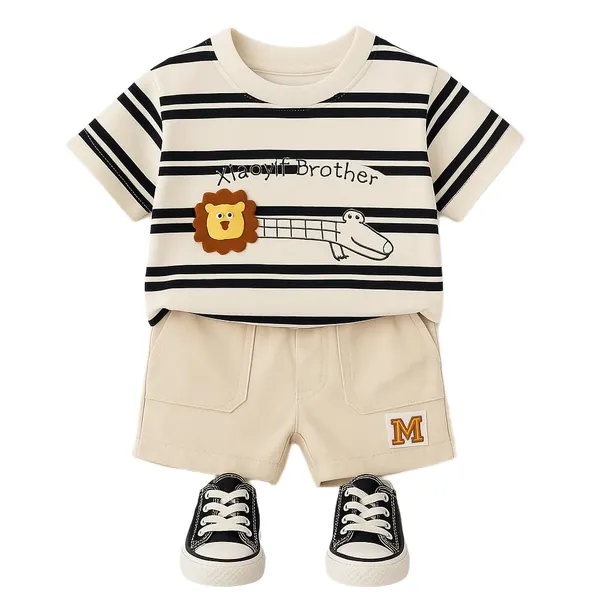 Black_Trendy_&_Comfortable_Stripped_Shorts_Set_For_Boys