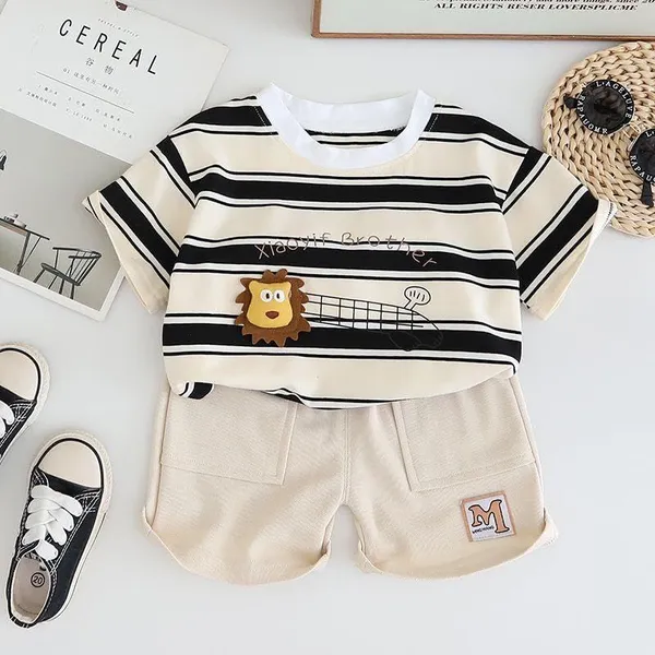Black_Trendy_&_Comfortable_Stripped_Shorts_Set_For_Boys