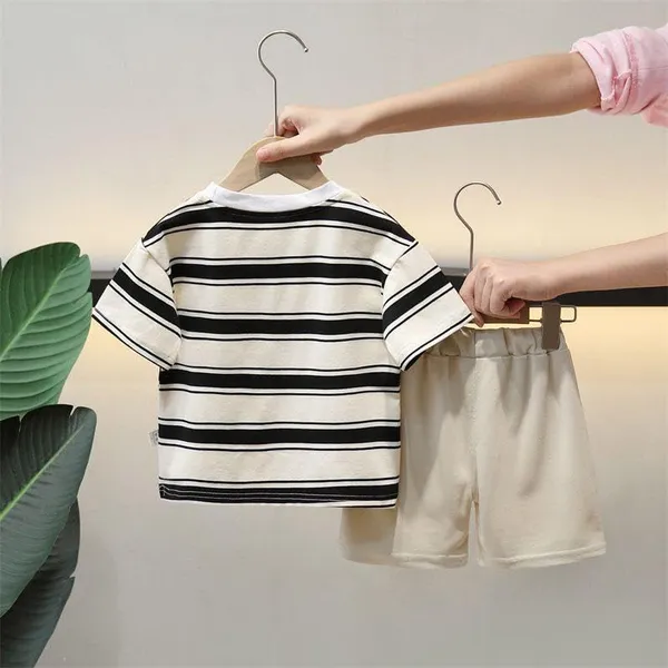 Black_Trendy_&_Comfortable_Stripped_Shorts_Set_For_Boys