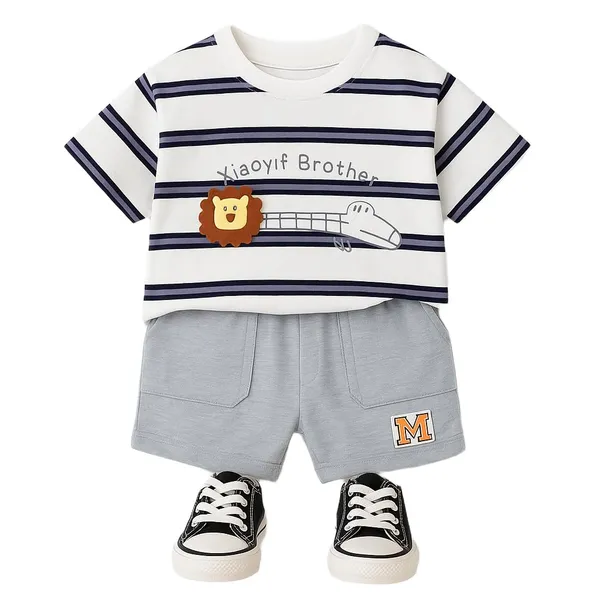 Grey_Trendy_&_Comfortable_Stripped_Shorts_Set_For_Boys