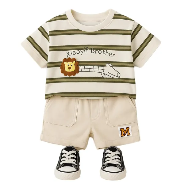 Green_Trendy_&_Comfortable_Stripped_Shorts_Set_For_Boys