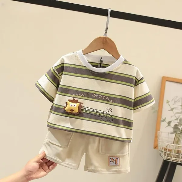 Green_Trendy_&_Comfortable_Stripped_Shorts_Set_For_Boys