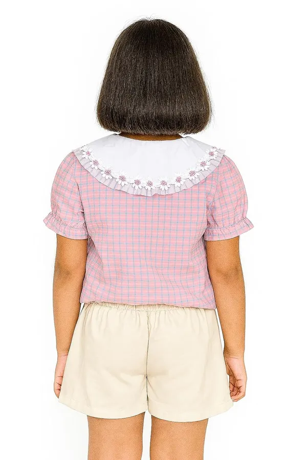 Pink_Trendy_&_Comfortable_Daisy_Collar_Top_&_Shorts_Set_For_Girls