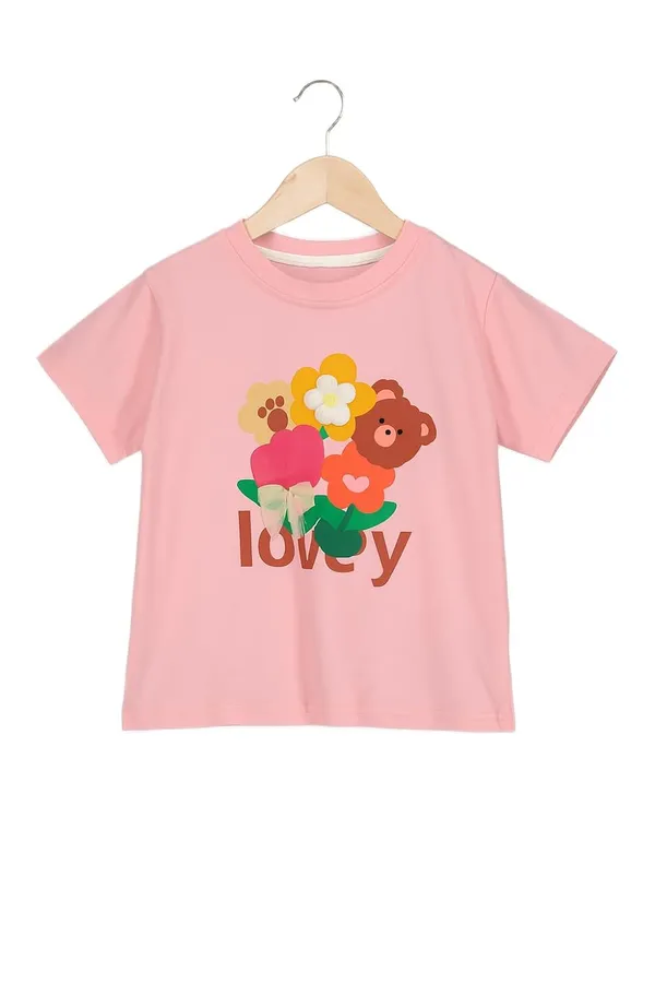 Pink_Trendy_&_Comfortable_Lovely_Bear_&_Flower_Top_For_Girls
