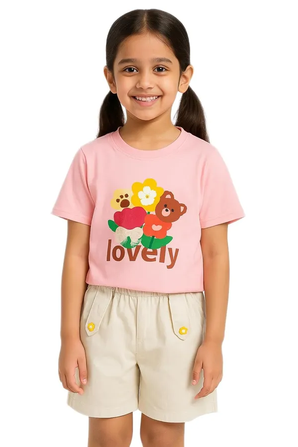 Pink_Trendy_&_Comfortable_Lovely_Bear_&_Flower_Top_For_Girls