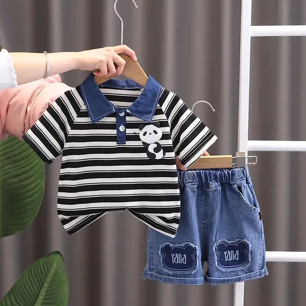 Black_Trendy_&_Comfortable_P&A_Denim_Shorts_Set_For_Boys