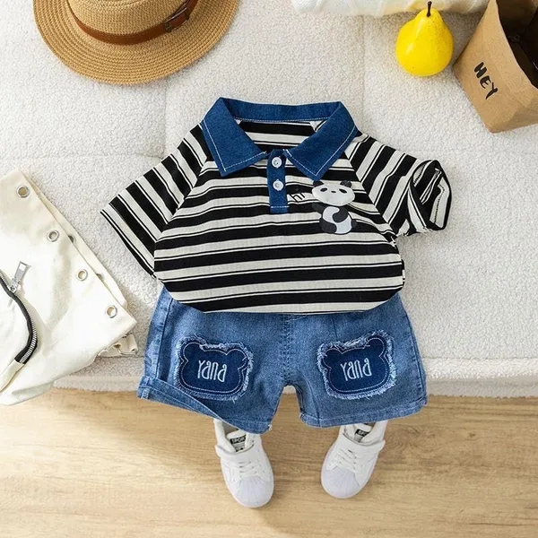 Black_Trendy_&_Comfortable_P&A_Denim_Shorts_Set_For_Boys